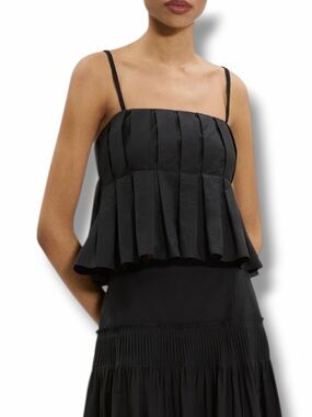 Theory Pleated Cami Top Black NWOT